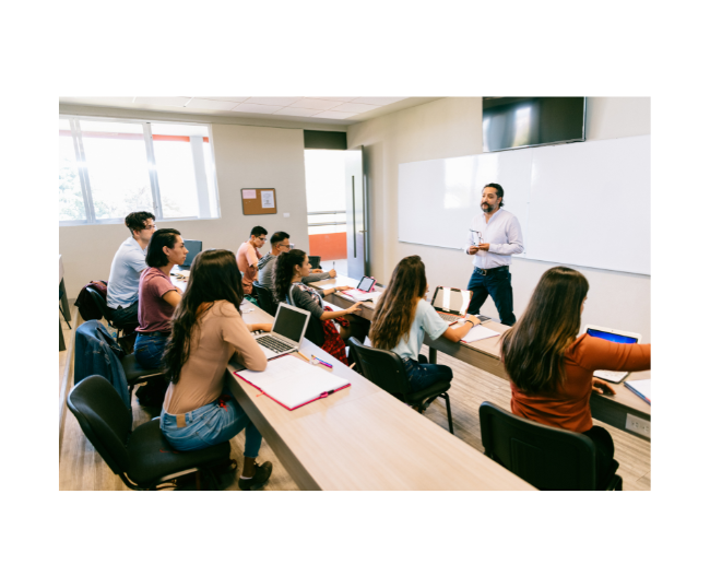 Teacher and students in Modern classroom