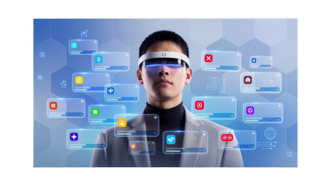 Man wearing Virtual reality Headset