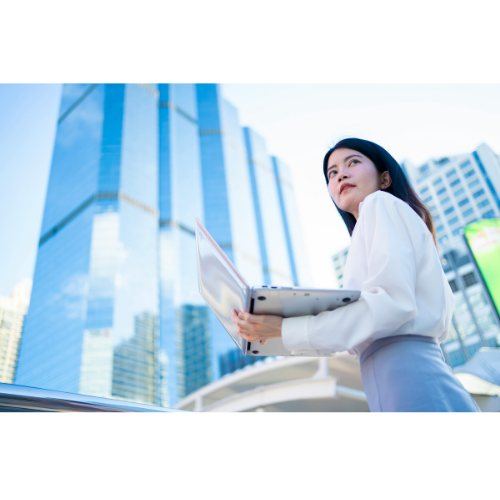 A Career Coach outside of office block