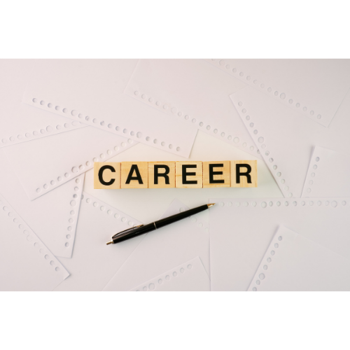 Career Written in yellow with a pen underneath