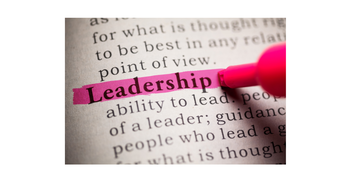 Leadership word highlighted in a book